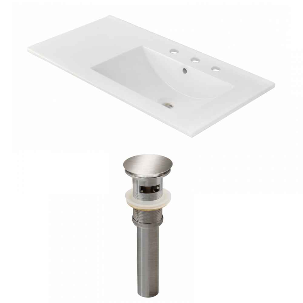 35.5-in. W 3H8-in. Ceramic Top Set In White Color - Overflow Drain Incl.