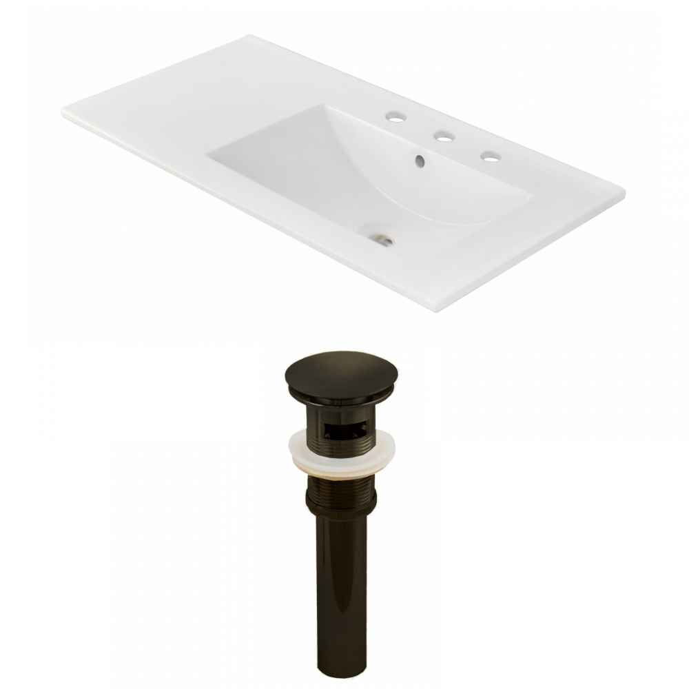 35.5-in. W 3H8-in. Ceramic Top Set In White Color - Overflow Drain Incl.