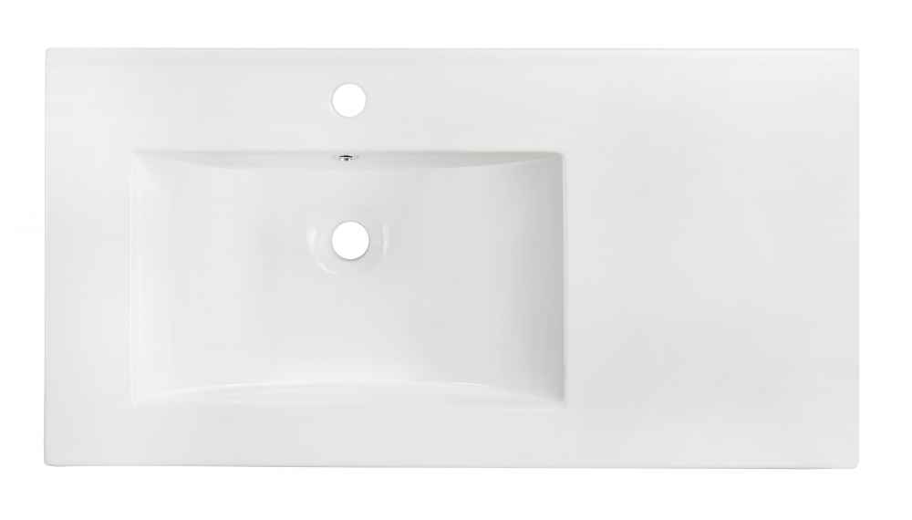 35.5-in. W 1 Hole Ceramic Top Set In White Color - Overflow Drain Incl.