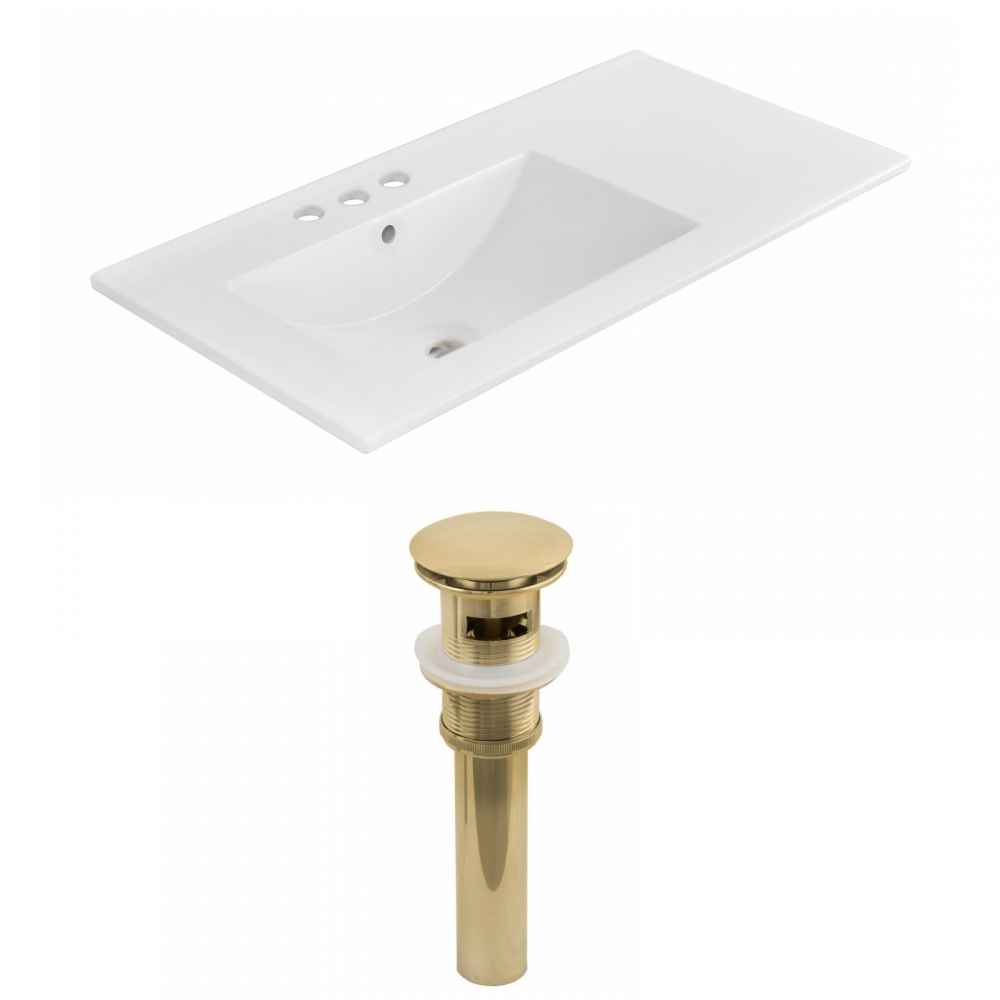 35.5-in. W 3H4-in. Ceramic Top Set In White Color - Overflow Drain Incl.