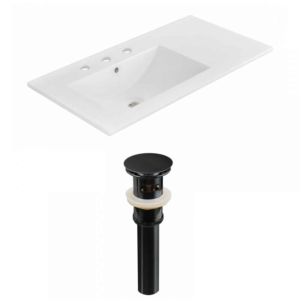 35.5-in. W 3H8-in. Ceramic Top Set In White Color - Overflow Drain Incl.