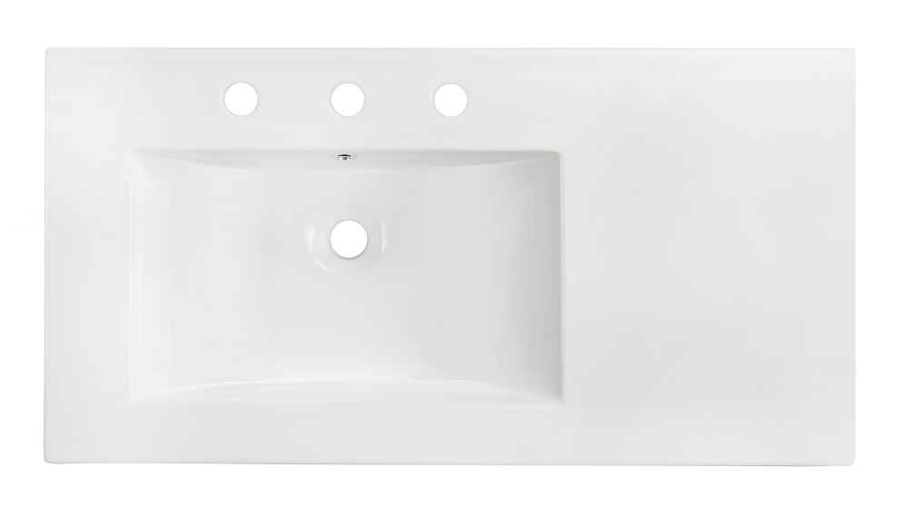 35.5-in. W 3H8-in. Ceramic Top Set In White Color - Overflow Drain Incl.