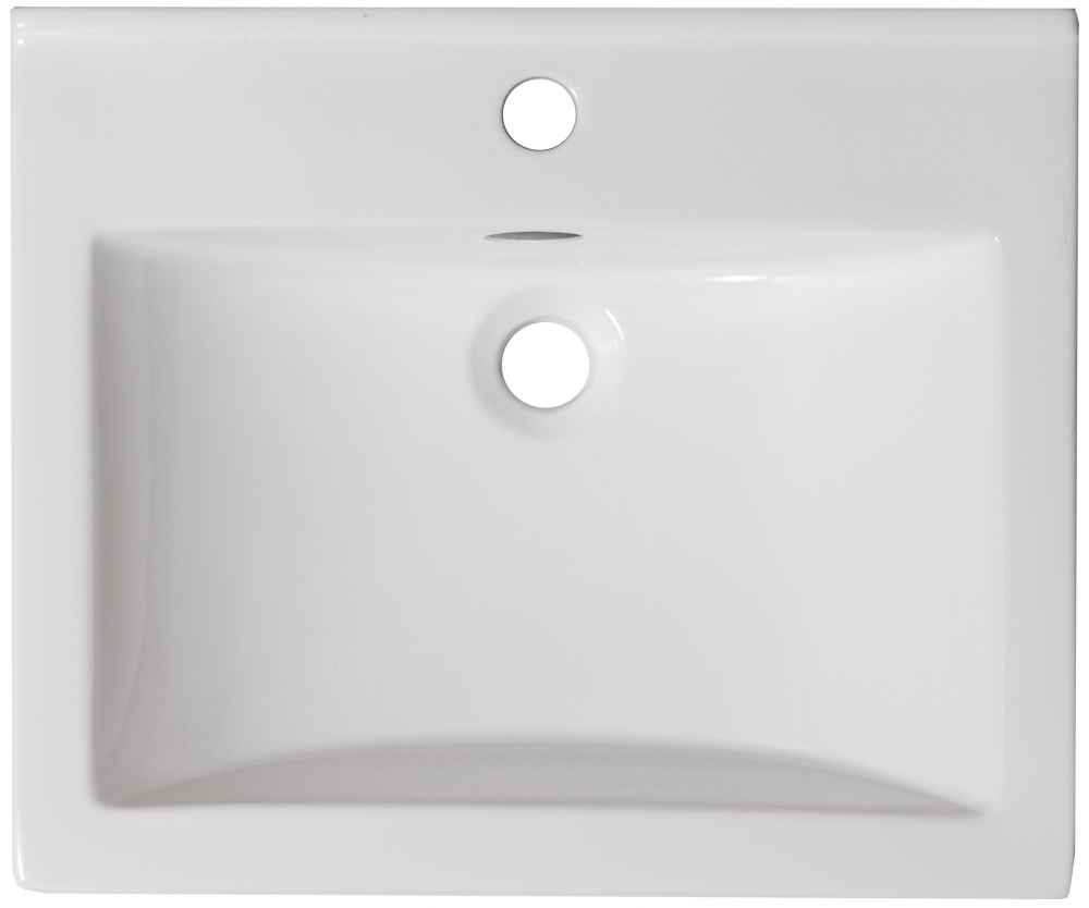 21-in. W 1 Hole Ceramic Top Set In White Color - Overflow Drain Incl.