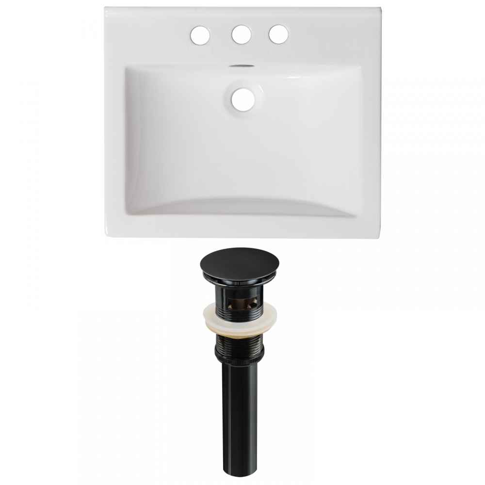 21-in. W 3H4-in. Ceramic Top Set In White Color - Overflow Drain Incl.