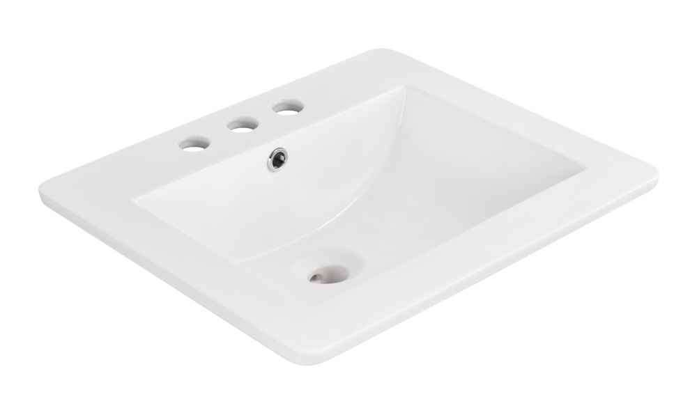 21-in. W 3H4-in. Ceramic Top Set In White Color - Overflow Drain Incl.