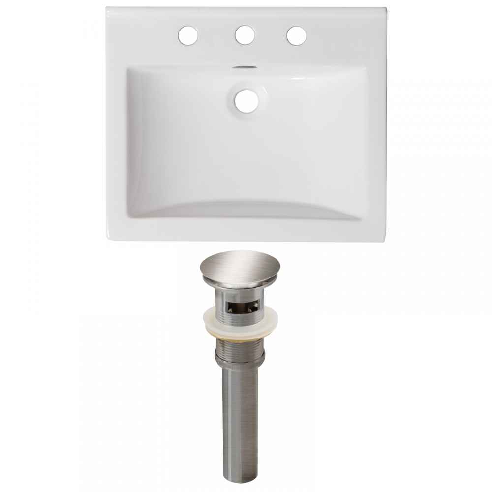 21-in. W 3H8-in. Ceramic Top Set In White Color - Overflow Drain Incl.