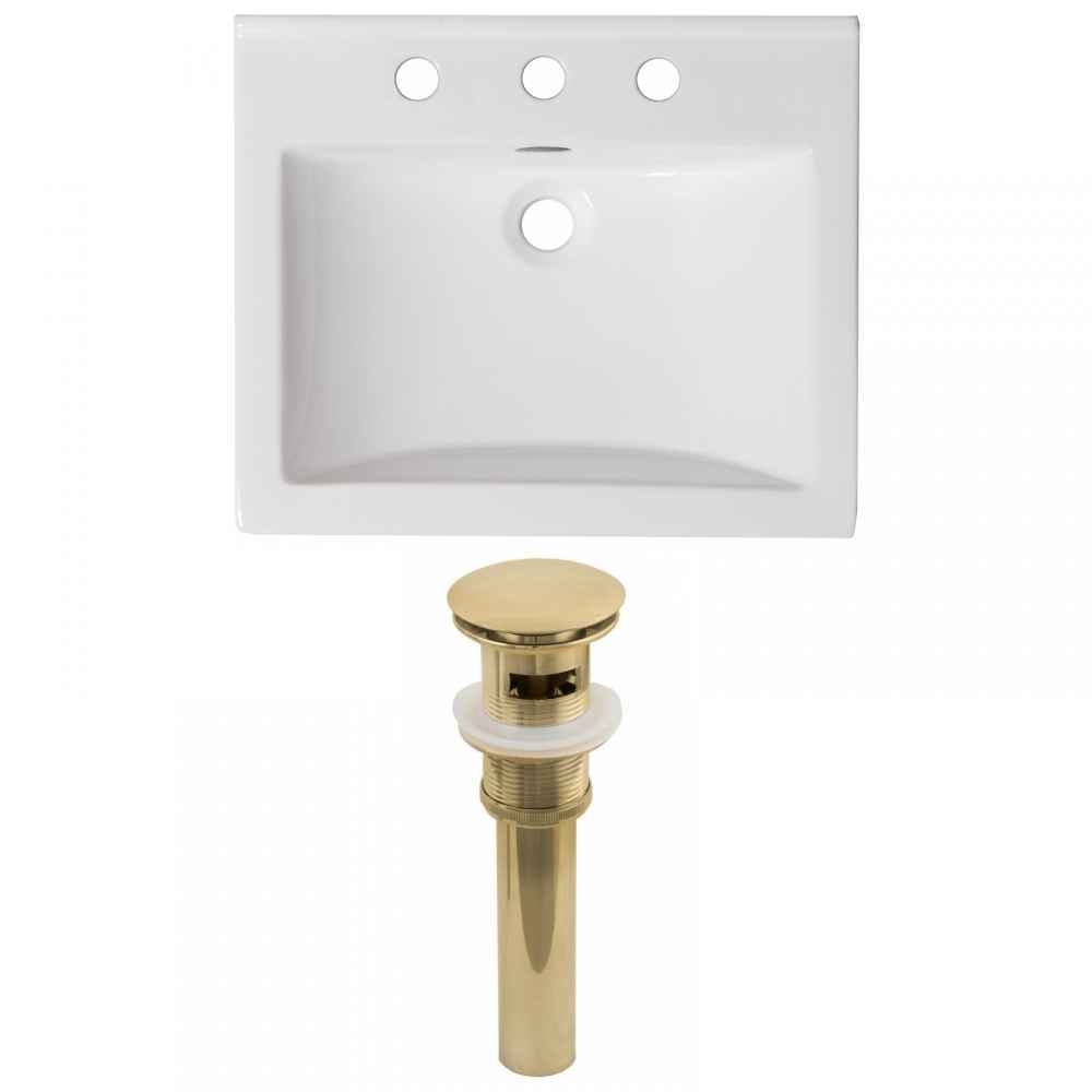 21-in. W 3H8-in. Ceramic Top Set In White Color - Overflow Drain Incl.