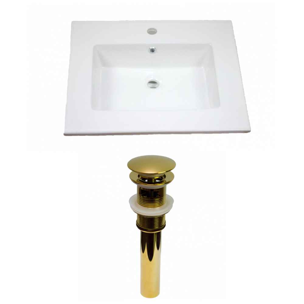 25-in. W 1 Hole Ceramic Top Set In White Color - Overflow Drain Incl.