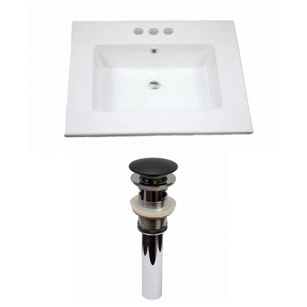 25-in. W 3H4-in. Ceramic Top Set In White Color - Overflow Drain Incl.