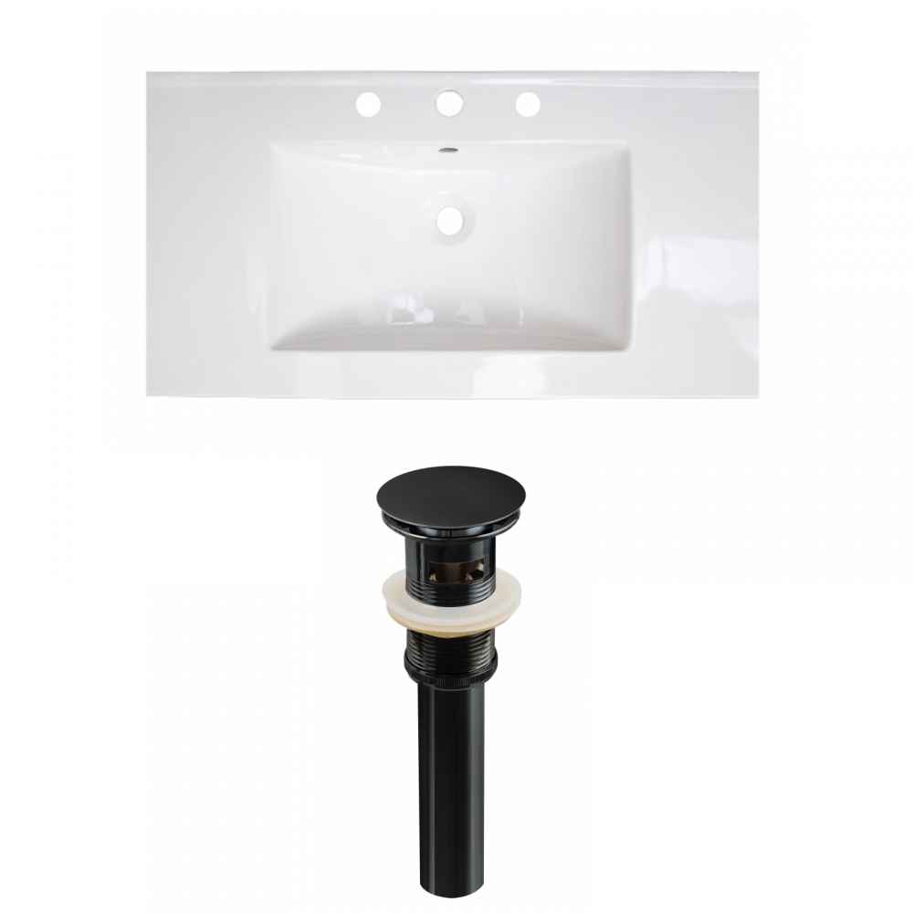 36.75-in. W 3H4-in. Ceramic Top Set In White Color - Overflow Drain Incl.