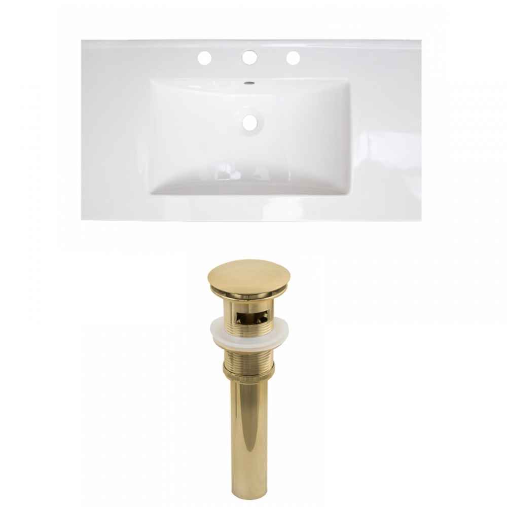 36.75-in. W 3H8-in. Ceramic Top Set In White Color - Overflow Drain Incl.