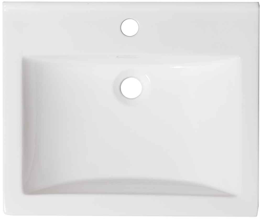 21.5-in. W 1 Hole Ceramic Top Set In White Color - Overflow Drain Incl.