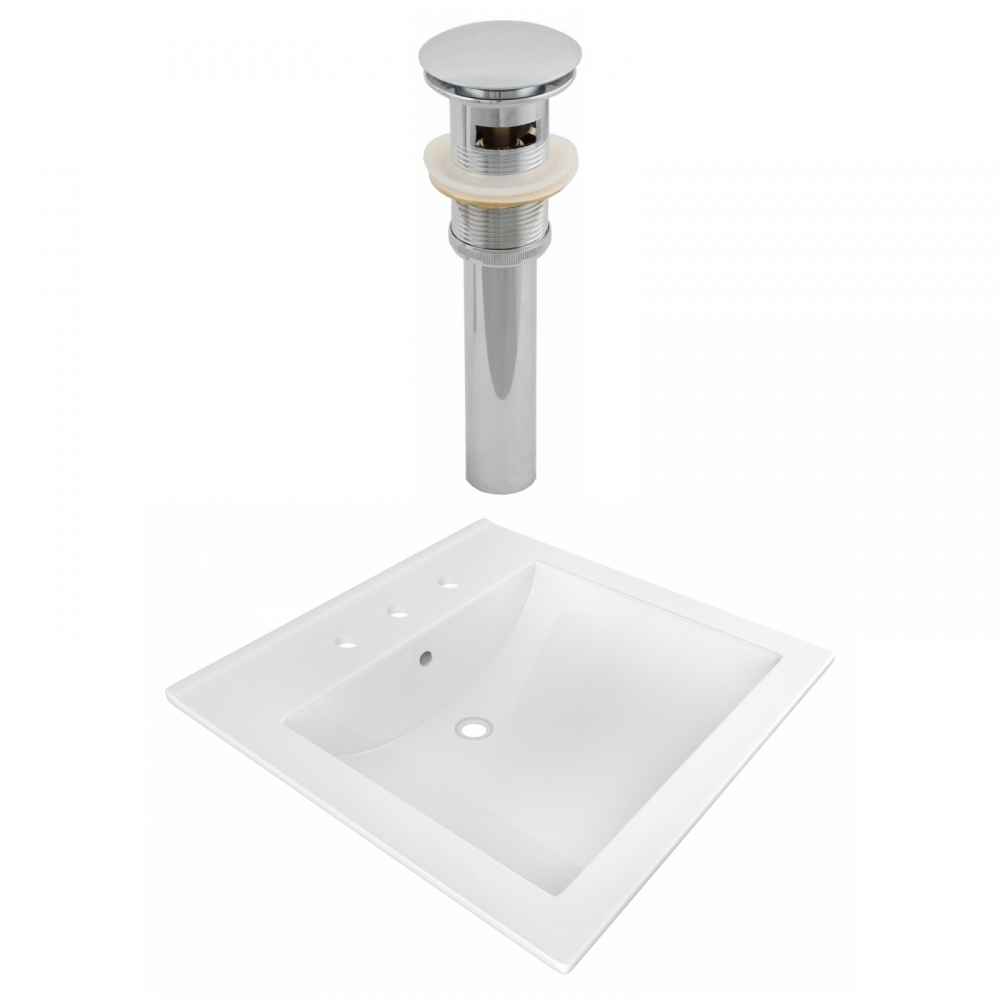 21.5-in. W 3H8-in. Ceramic Top Set In White Color - Overflow Drain Incl.