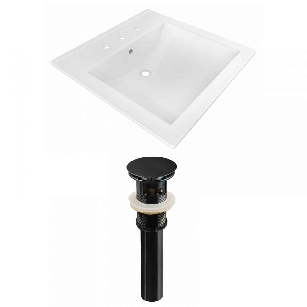 21.5-in. W 3H8-in. Ceramic Top Set In White Color - Overflow Drain Incl.