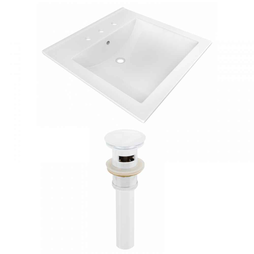21.5-in. W 3H8-in. Ceramic Top Set In White Color - Overflow Drain Incl.