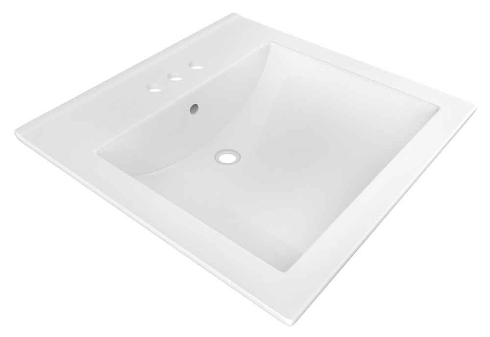 21.5-in. W 3H4-in. Ceramic Top Set In White Color - Overflow Drain Incl.