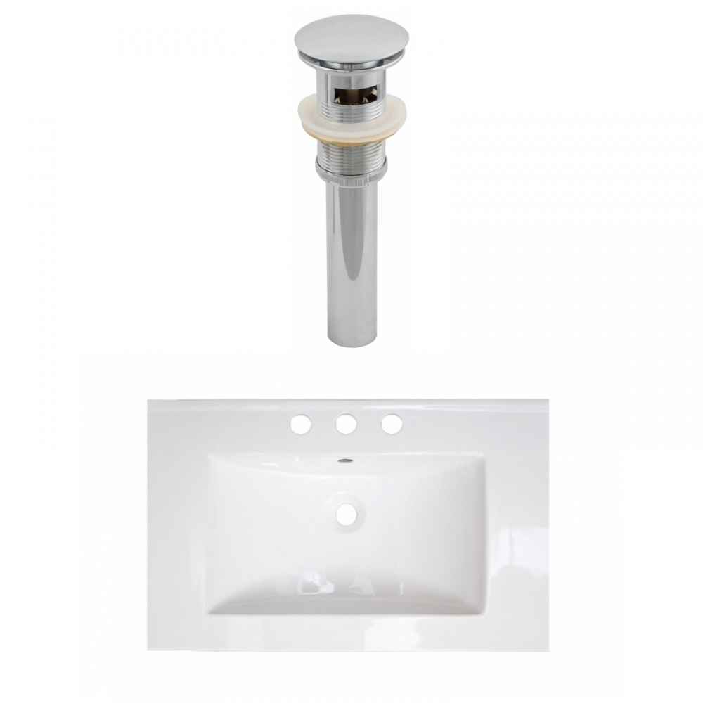 24-in. W 3H4-in. Ceramic Top Set In White Color - Overflow Drain Incl.