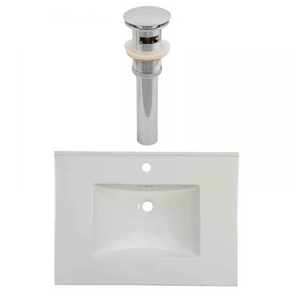 30.75-in. W 1 Hole Ceramic Top Set In White Color - Overflow Drain Incl.