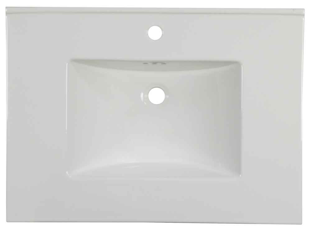 30.75-in. W 1 Hole Ceramic Top Set In White Color - Overflow Drain Incl.