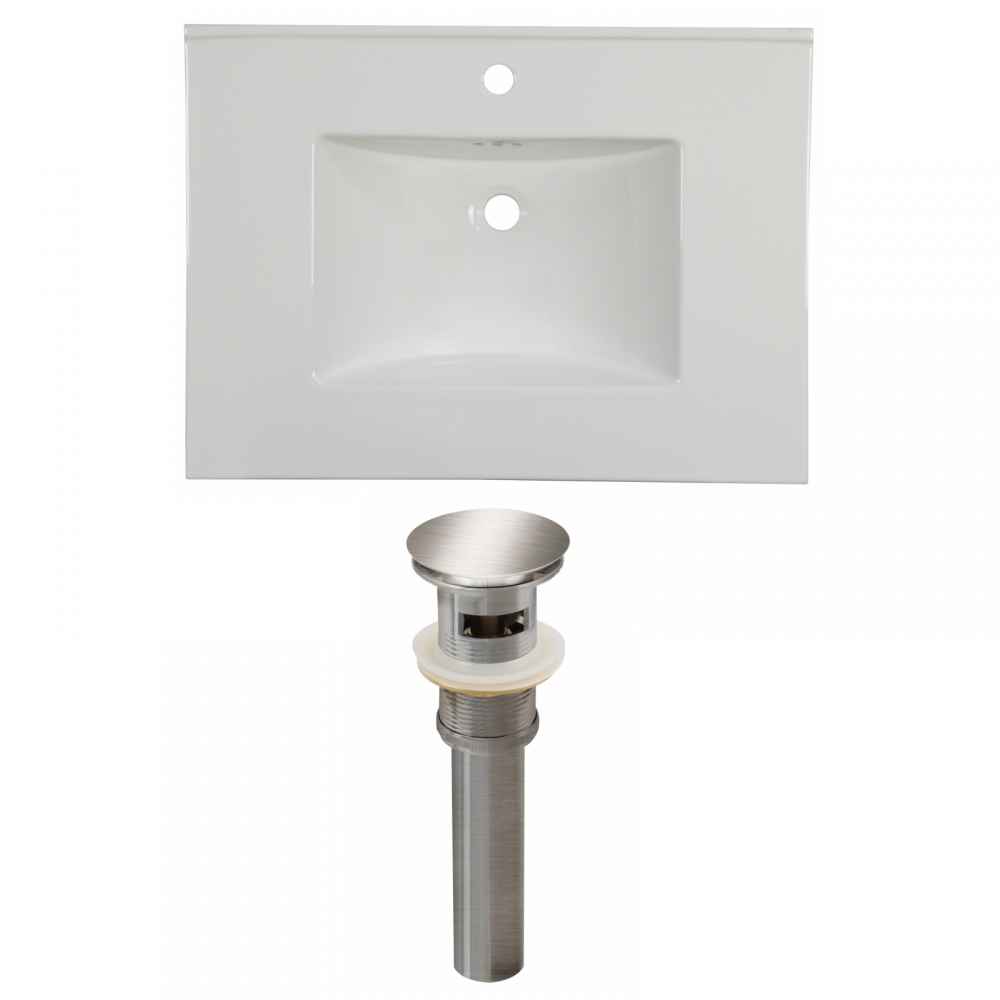 30.75-in. W 1 Hole Ceramic Top Set In White Color - Overflow Drain Incl.