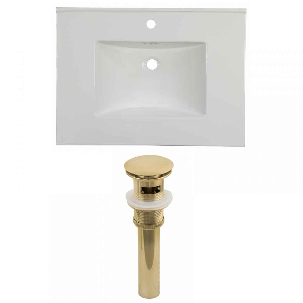 30.75-in. W 1 Hole Ceramic Top Set In White Color - Overflow Drain Incl.