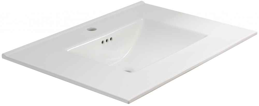 30.75-in. W 1 Hole Ceramic Top Set In White Color - Overflow Drain Incl.
