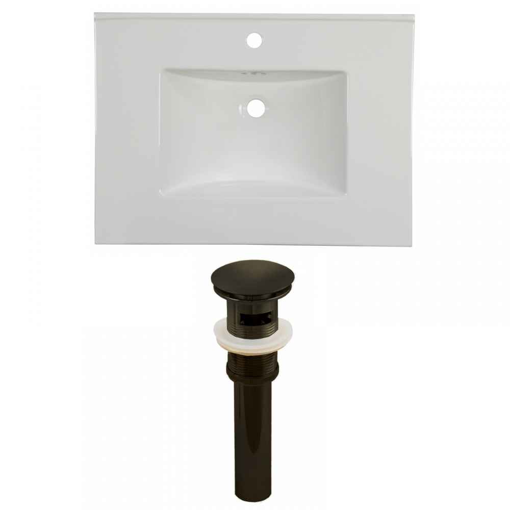 30.75-in. W 1 Hole Ceramic Top Set In White Color - Overflow Drain Incl.