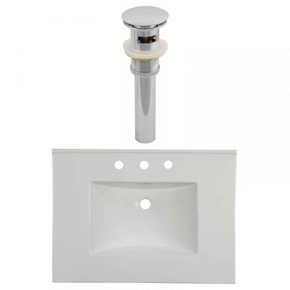 30.75-in. W 3H8-in. Ceramic Top Set In White Color - Overflow Drain Incl.