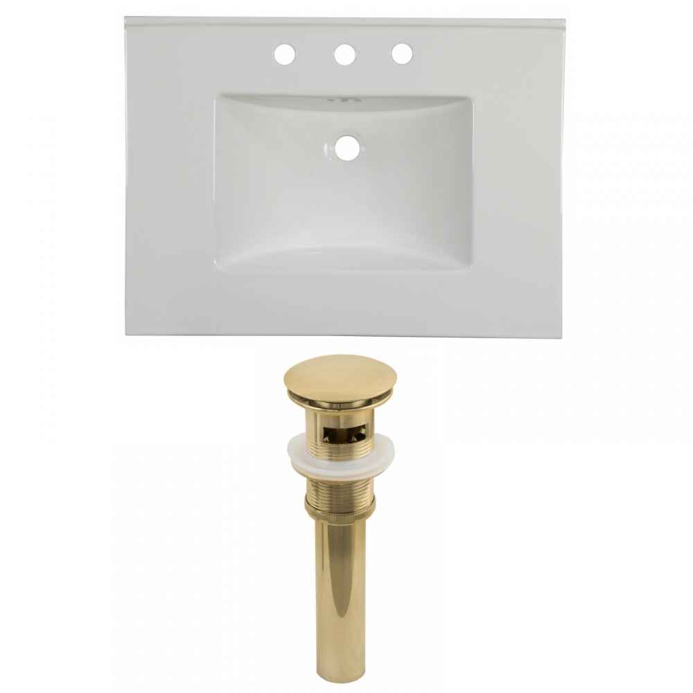 30.75-in. W 3H8-in. Ceramic Top Set In White Color - Overflow Drain Incl.
