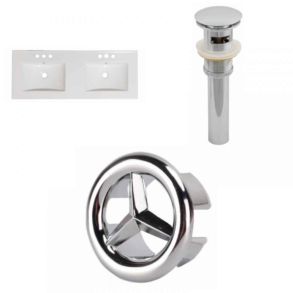59-in. W 3H8-in. Ceramic Top Set In White Color - Overflow Drain Incl.