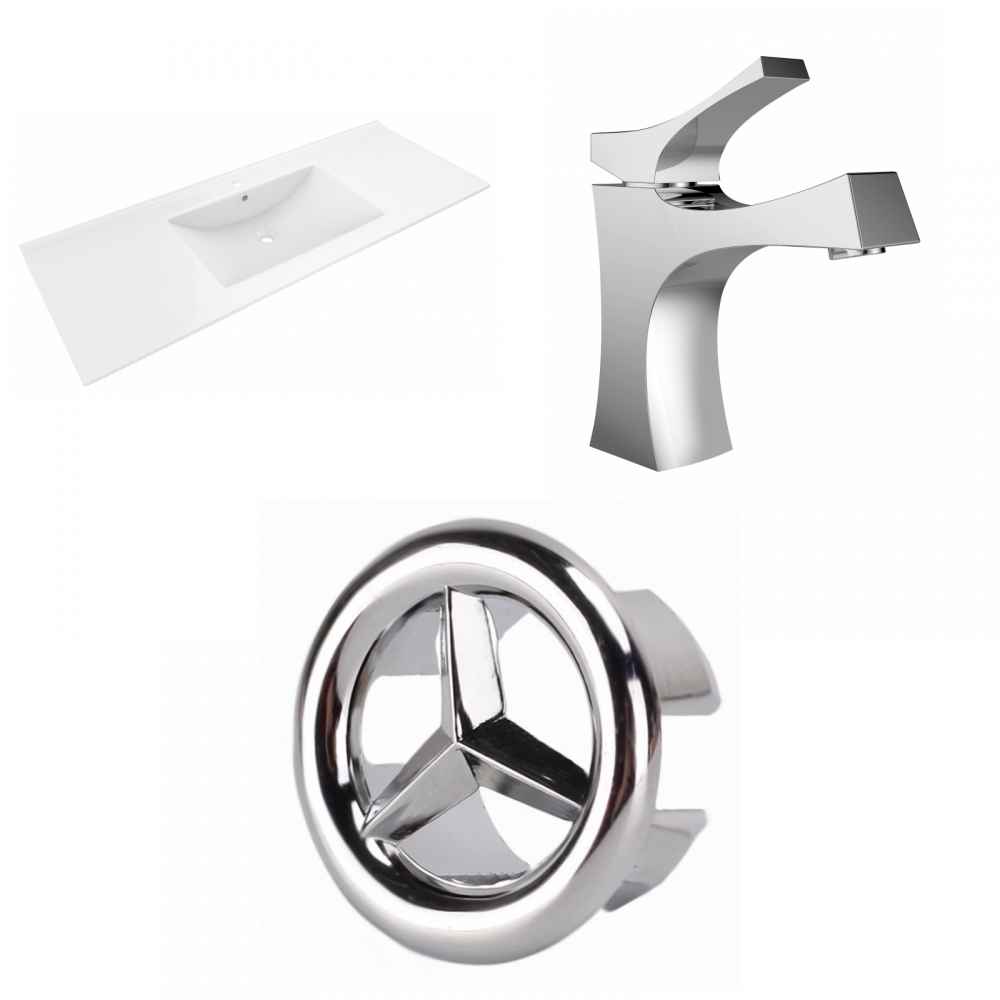 48-in. W 1 Hole Ceramic Top Set In White Color
