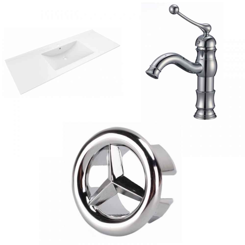 48-in. W 1 Hole Ceramic Top Set In White Color