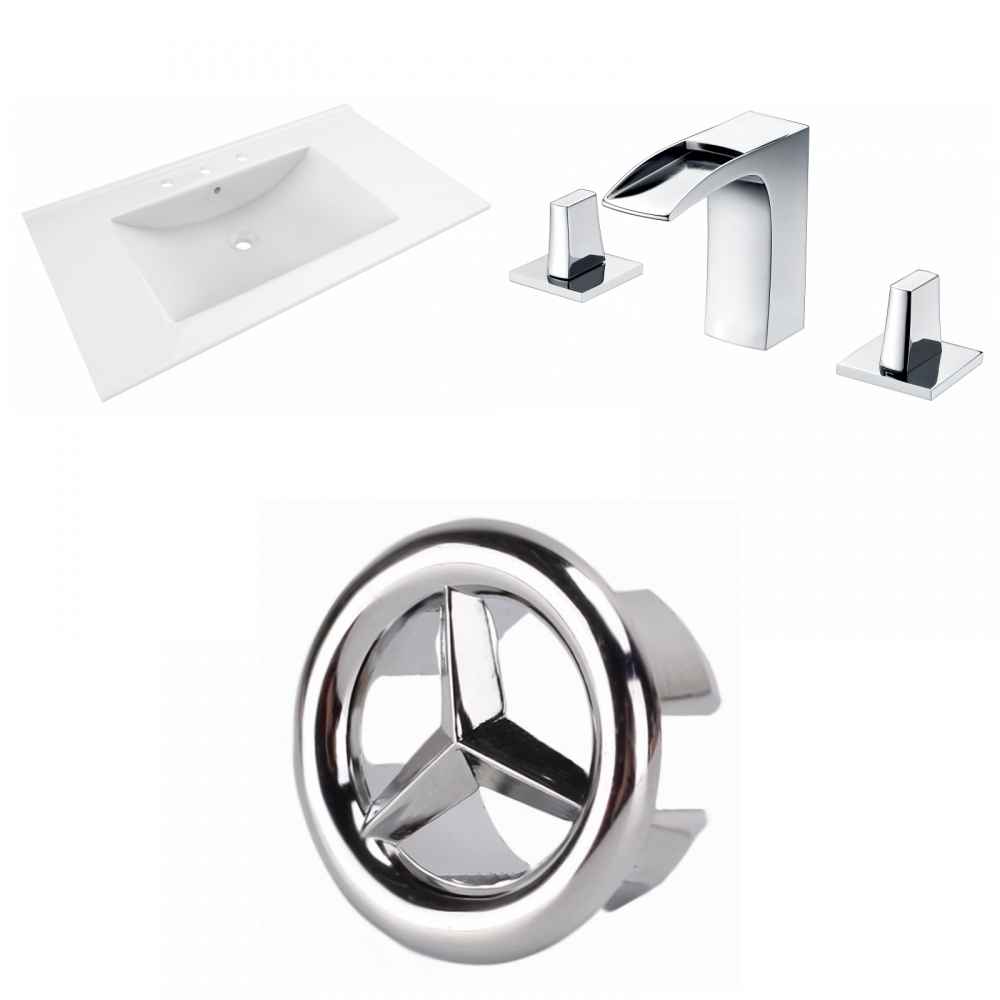 35.5-in. W 3H8-in. Ceramic Top Set In White Color