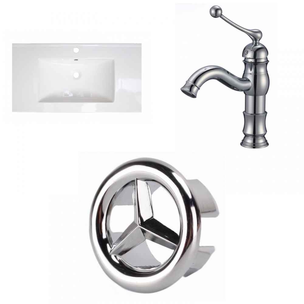 32-in. W 1 Hole Ceramic Top Set In White Color