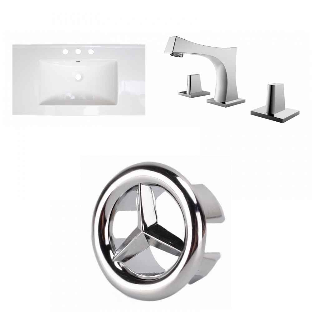 32-in. W 3H8-in. Ceramic Top Set In White Color