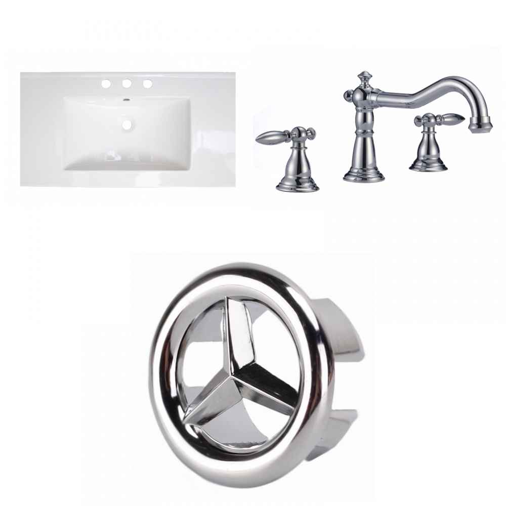 32-in. W 3H8-in. Ceramic Top Set In White Color