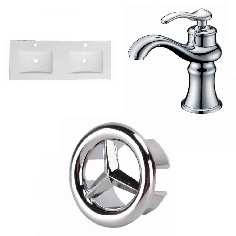48-in. W 1 Hole Ceramic Top Set In White Color