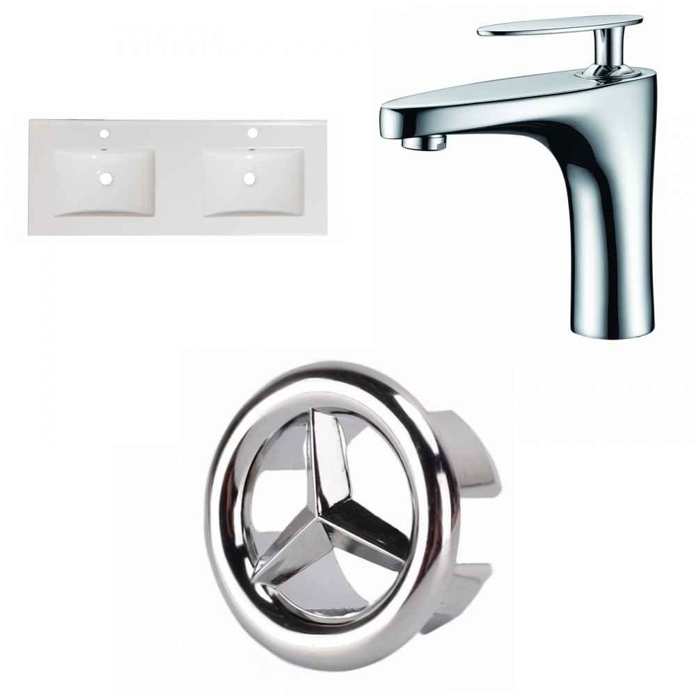 48-in. W 1 Hole Ceramic Top Set In White Color