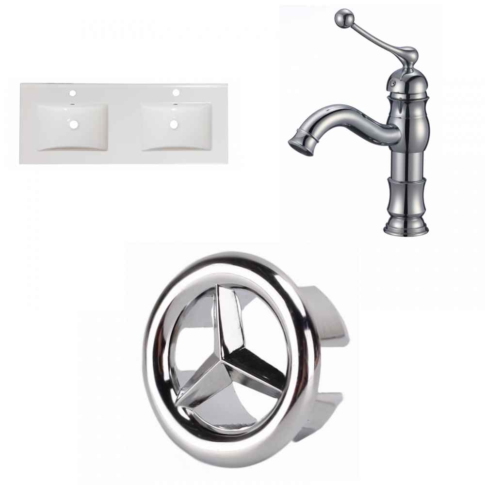48-in. W 1 Hole Ceramic Top Set In White Color