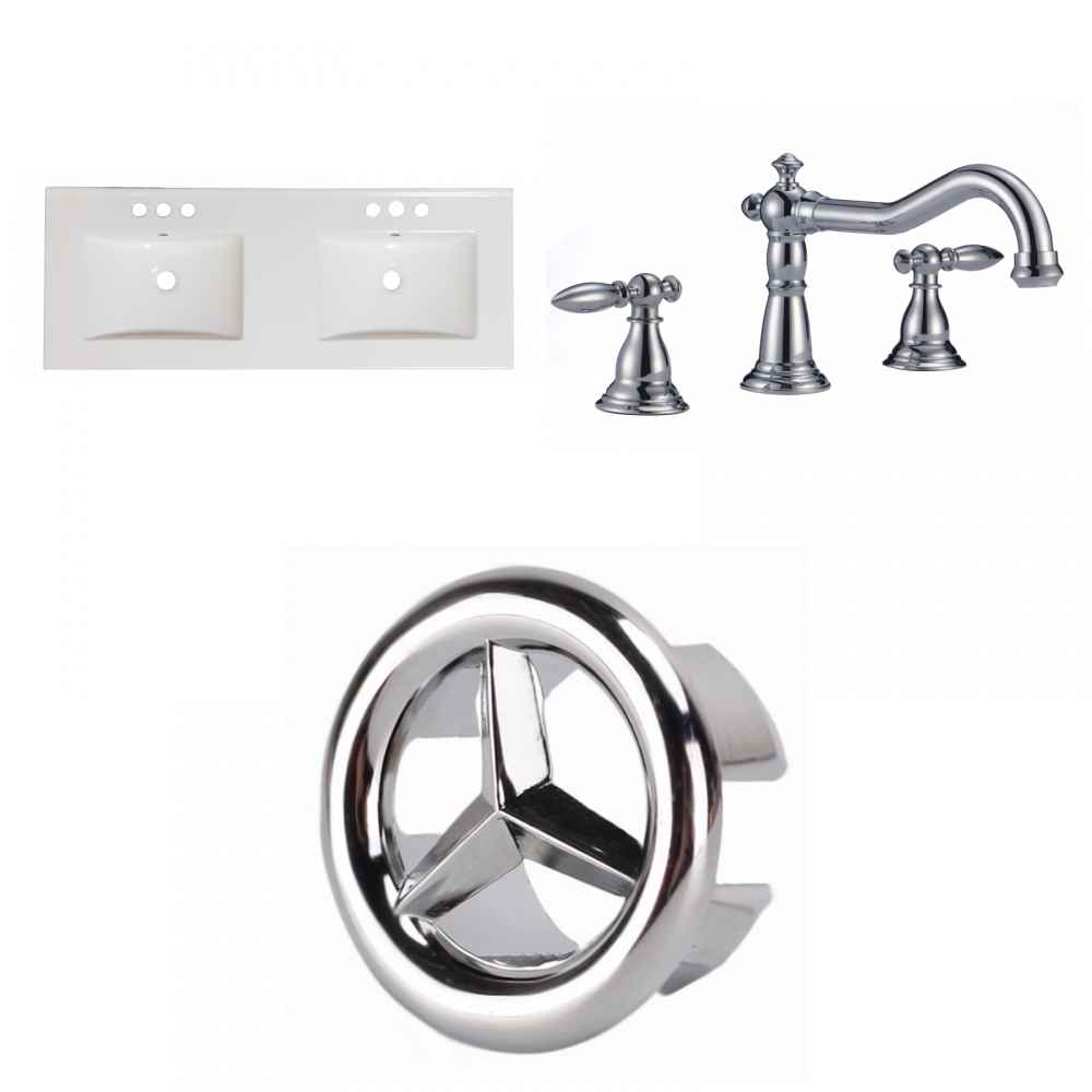 48-in. W 3H8-in. Ceramic Top Set In White Color