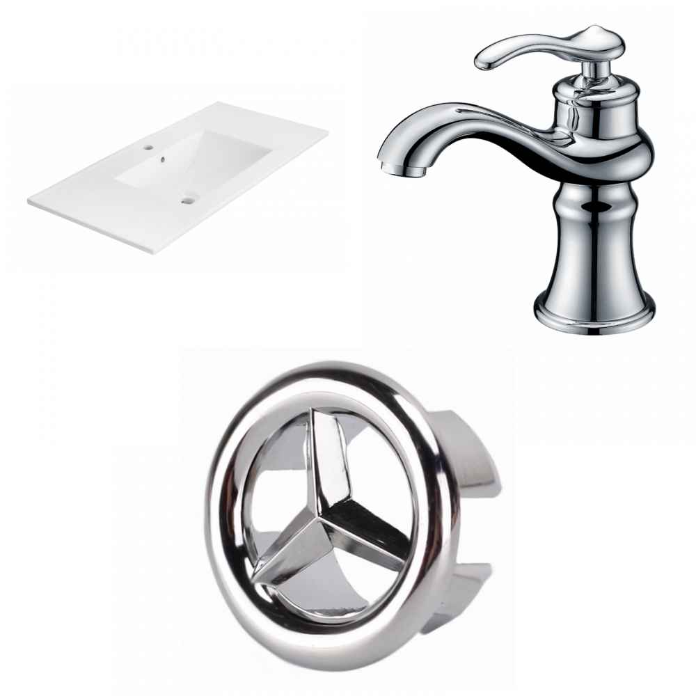 35.5-in. W 1 Hole Ceramic Top Set In White Color