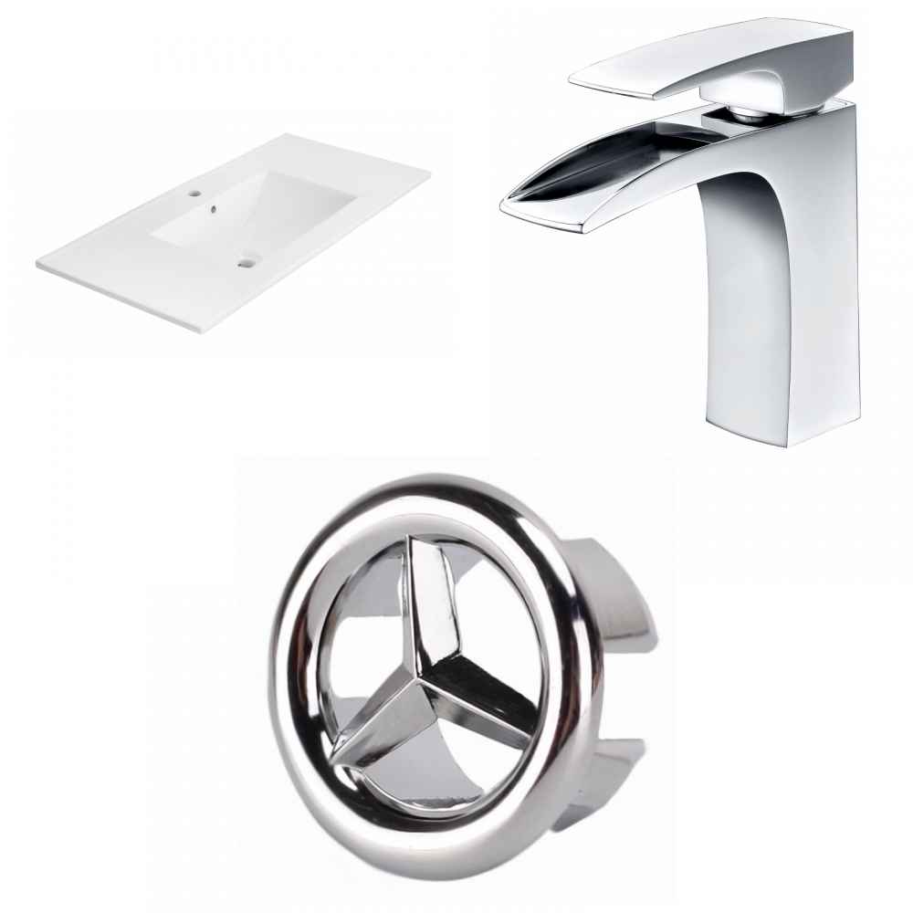 35.5-in. W 1 Hole Ceramic Top Set In White Color