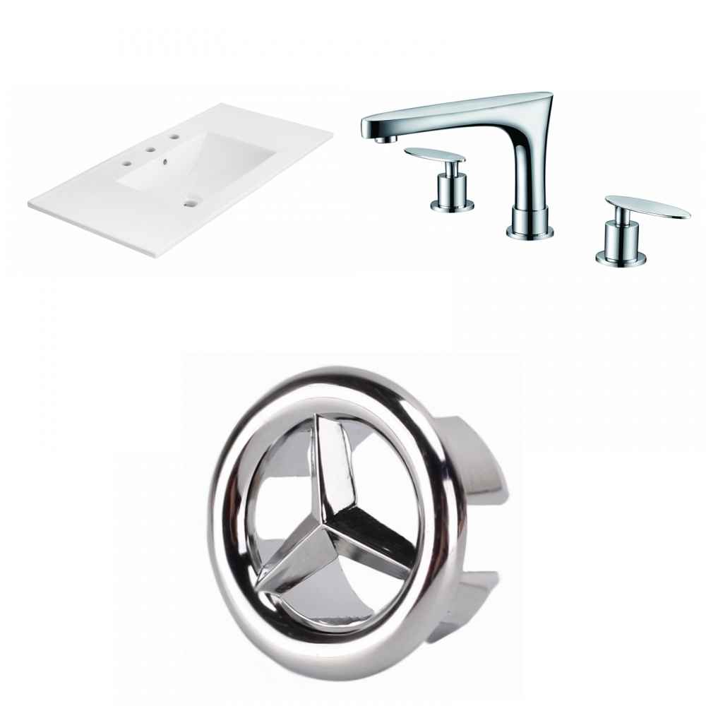35.5-in. W 3H8-in. Ceramic Top Set In White Color