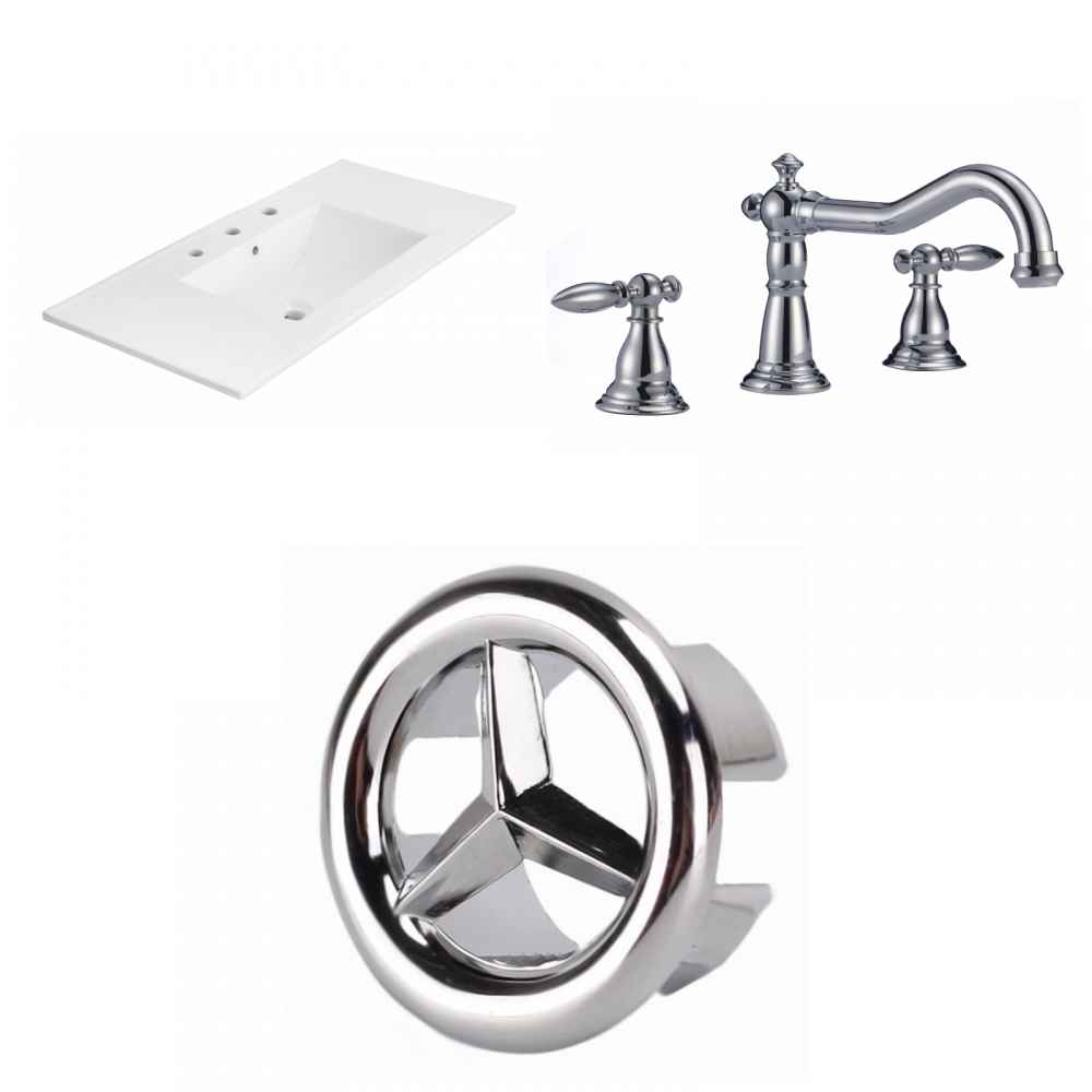 35.5-in. W 3H8-in. Ceramic Top Set In White Color