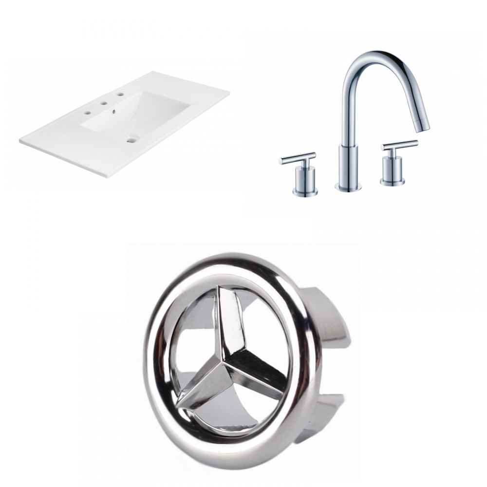35.5-in. W 3H8-in. Ceramic Top Set In White Color