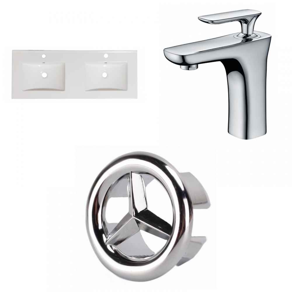 59-in. W 1 Hole Ceramic Top Set In White Color