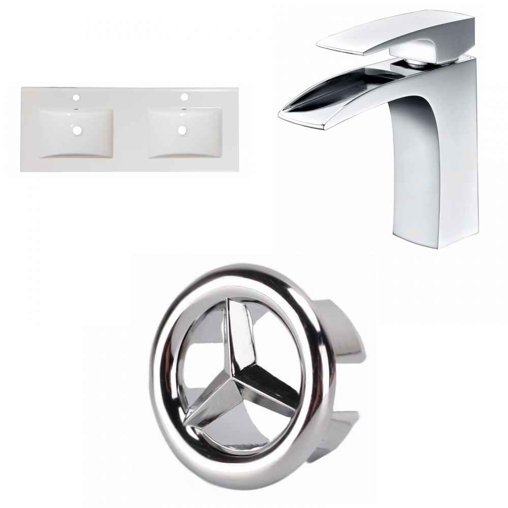 59-in. W 1 Hole Ceramic Top Set In White Color