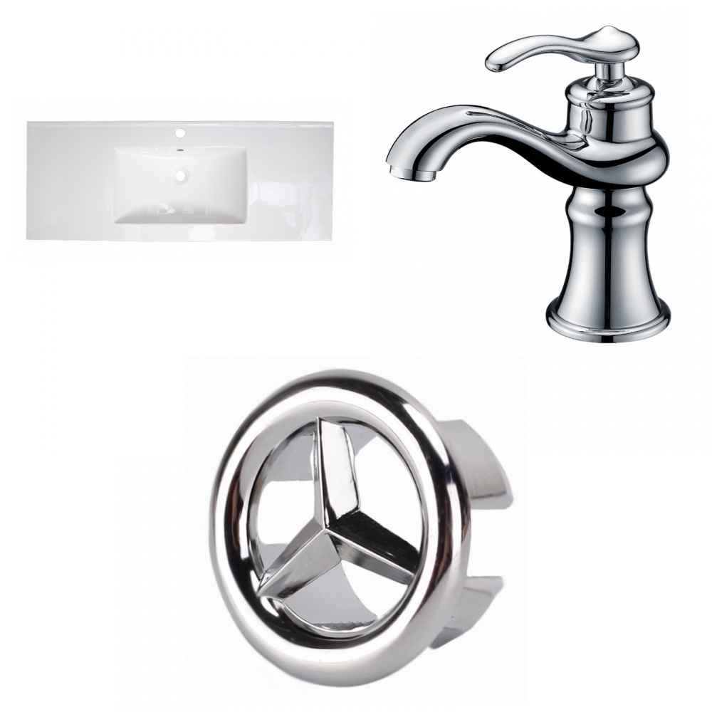 39.75-in. W 1 Hole Ceramic Top Set In White Color