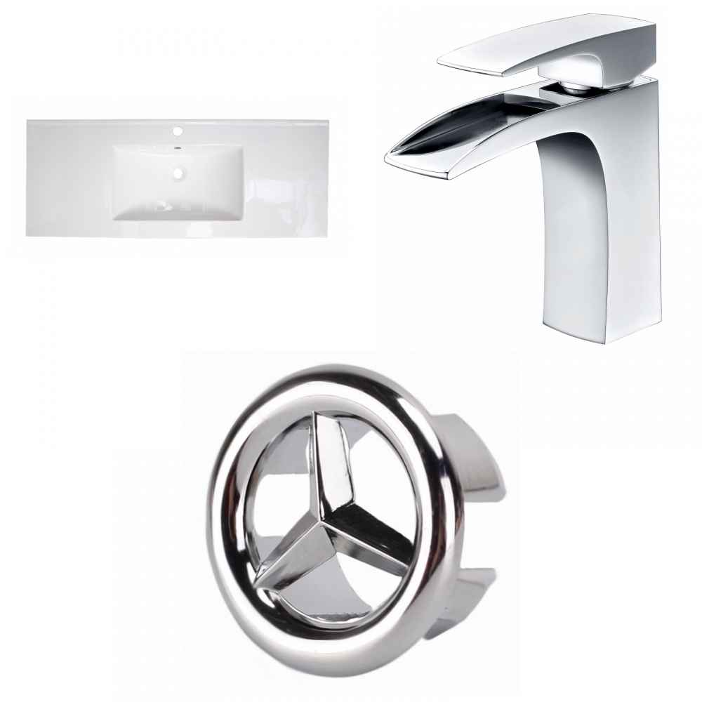 39.75-in. W 1 Hole Ceramic Top Set In White Color