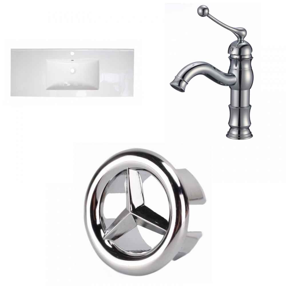 39.75-in. W 1 Hole Ceramic Top Set In White Color